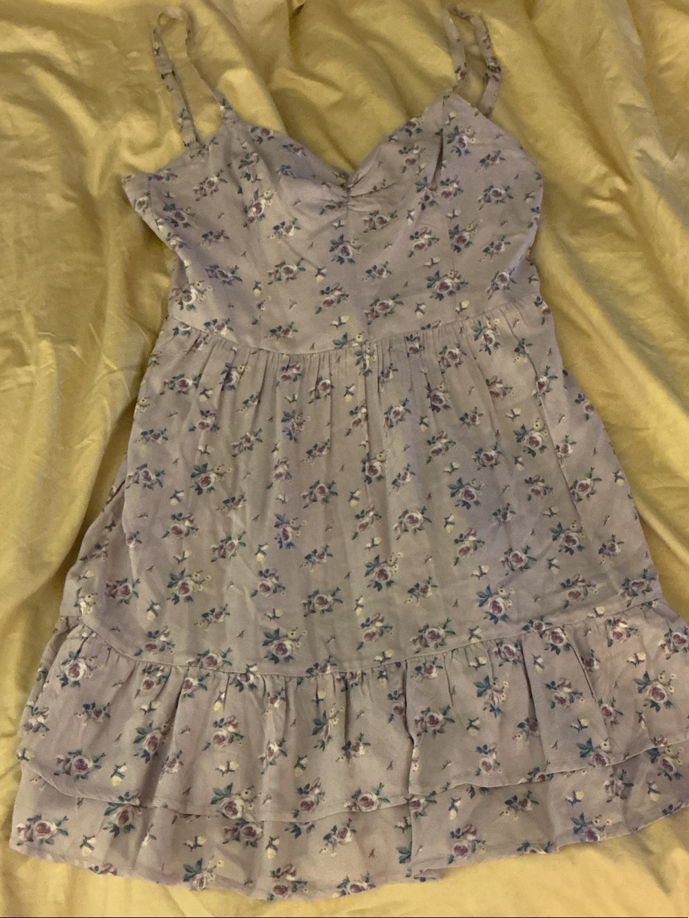 Lavender Floral Spaghetti-Strap Dress